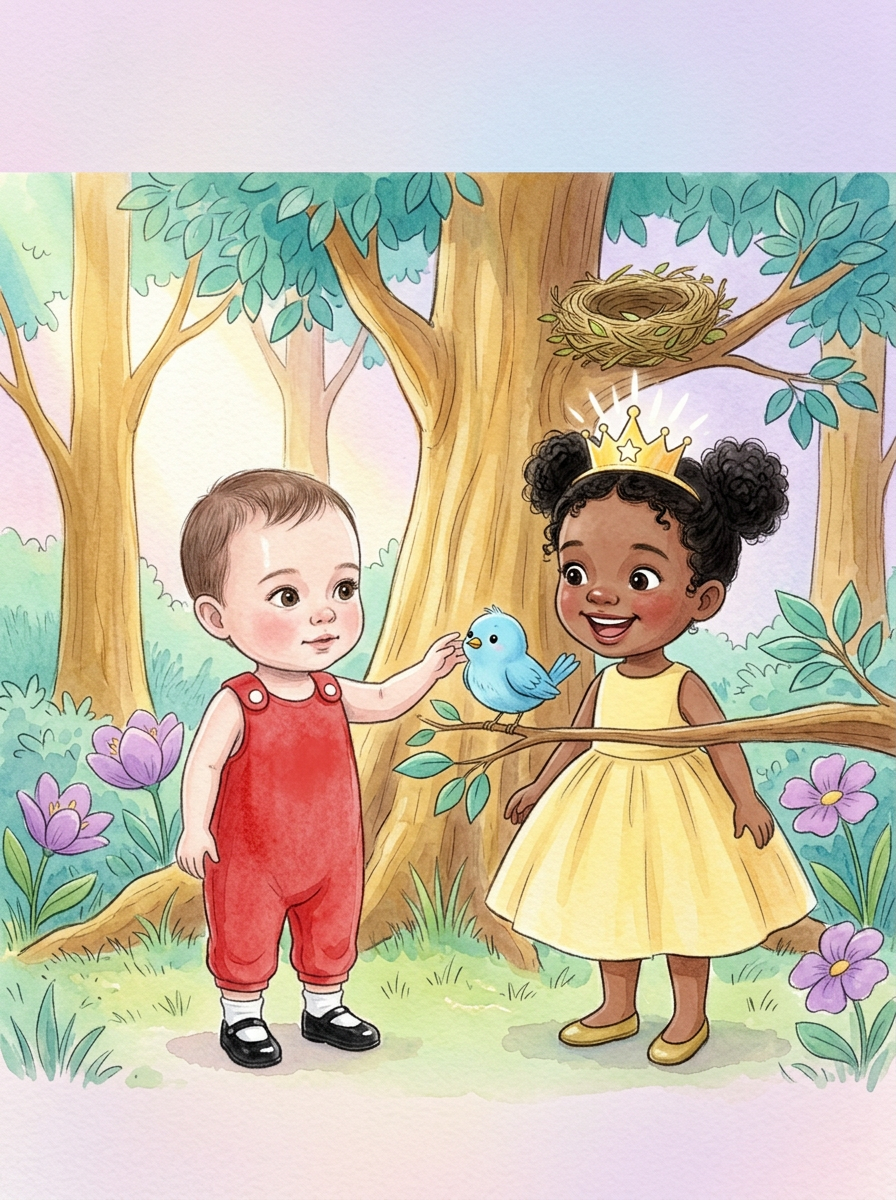 Ilustração da história infantil Clarice e o Passarinho Azul